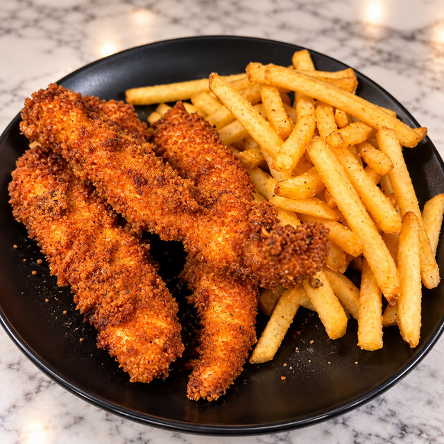 Chicken Tender Combo w/ fries & Drink.