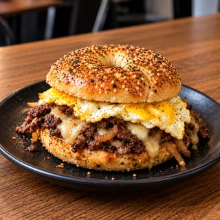 Steak and Egg Bagel Sando