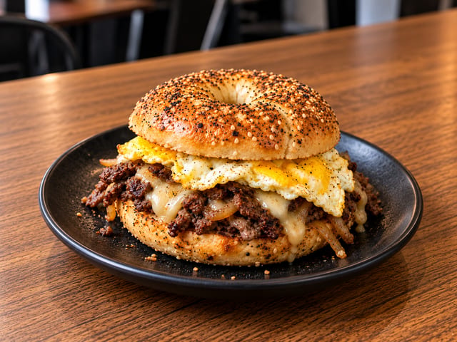 Steak and Egg Bagel Sando.
